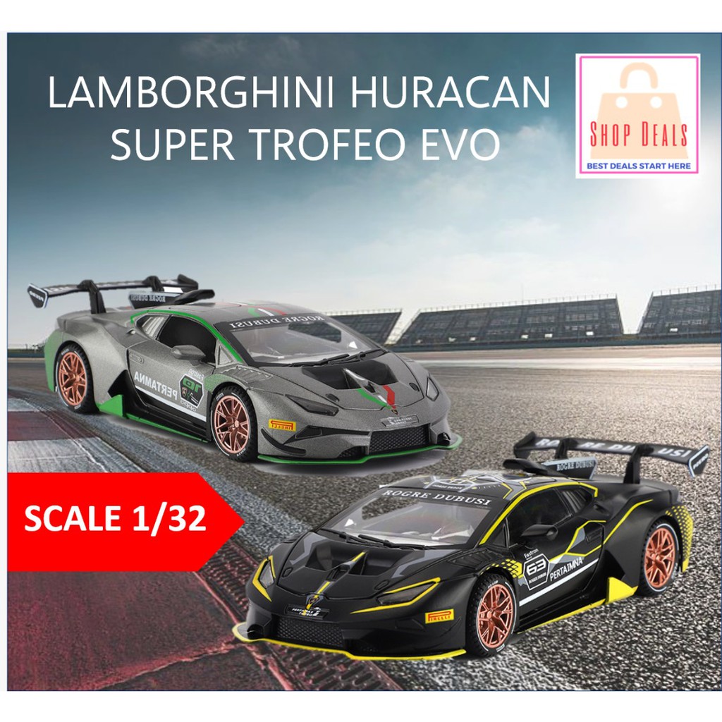 Lamborghini Huracan Super Trofeo EVO Scale 1/32 Diecast Model with Sound  and Light Pull Back Boys Toys | Shopee Malaysia