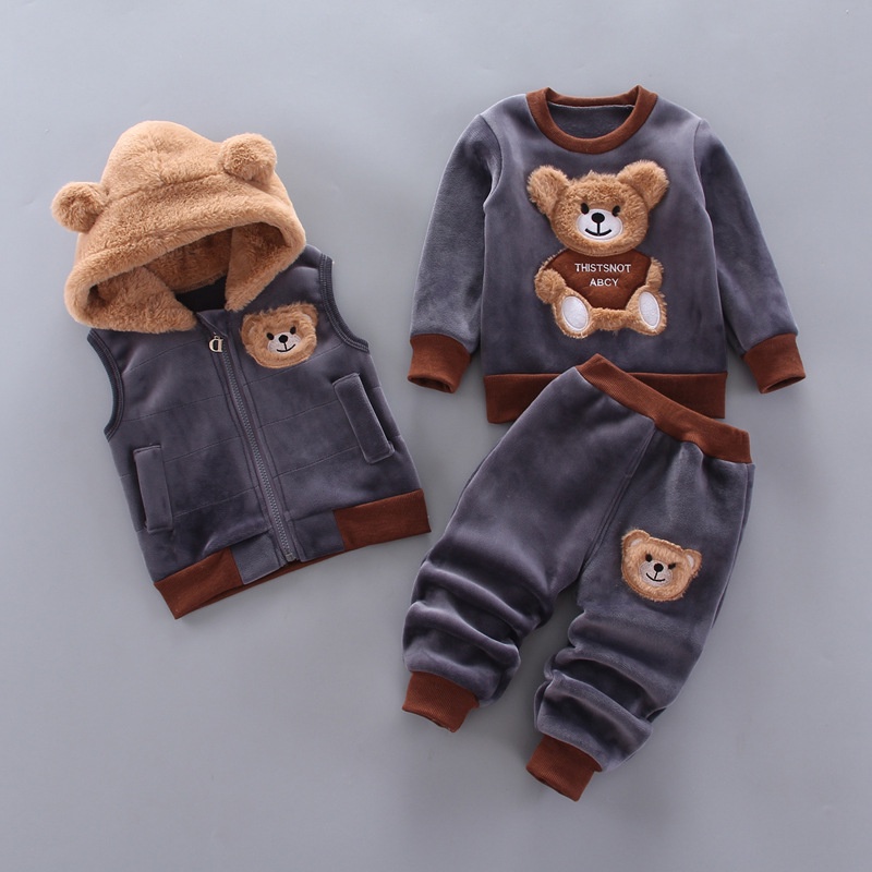 Hot sale Baby Boy Clothes Cartoon Bear Winter Boys Clothing Sets Sweater +  Vest And Pants Children Suit Kids Fashion 1-4 years old | Shopee Malaysia