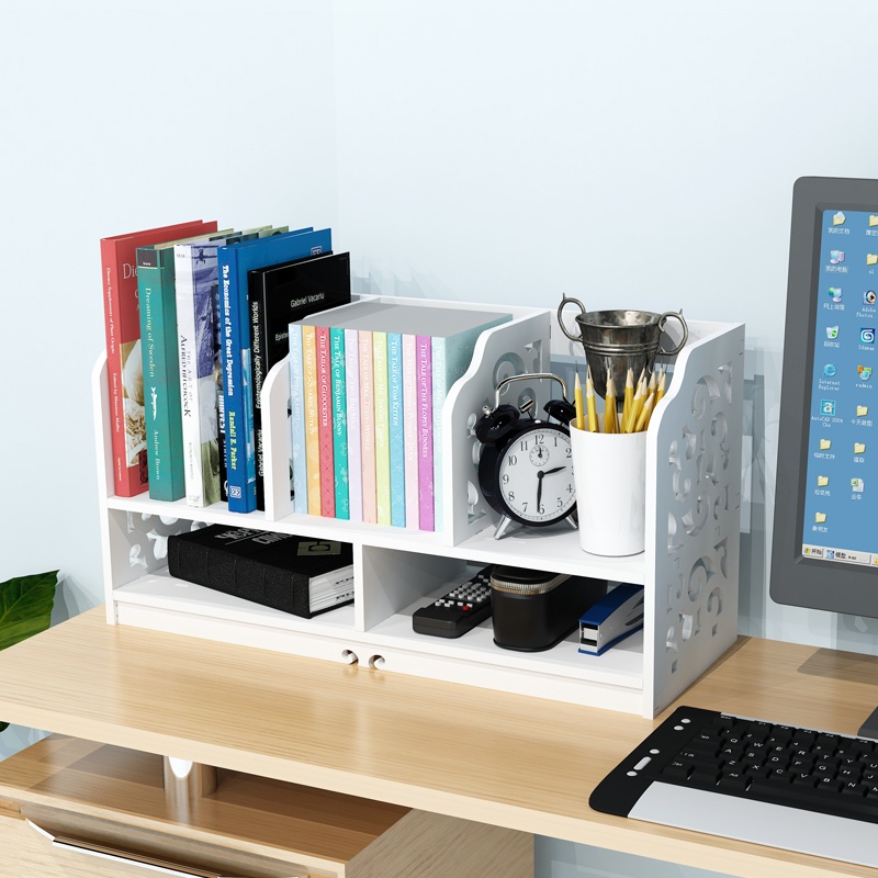 Home desktop easy simple organizer shelf office computer side desktop storage shelf bookshelf sudent multipurpose shelf