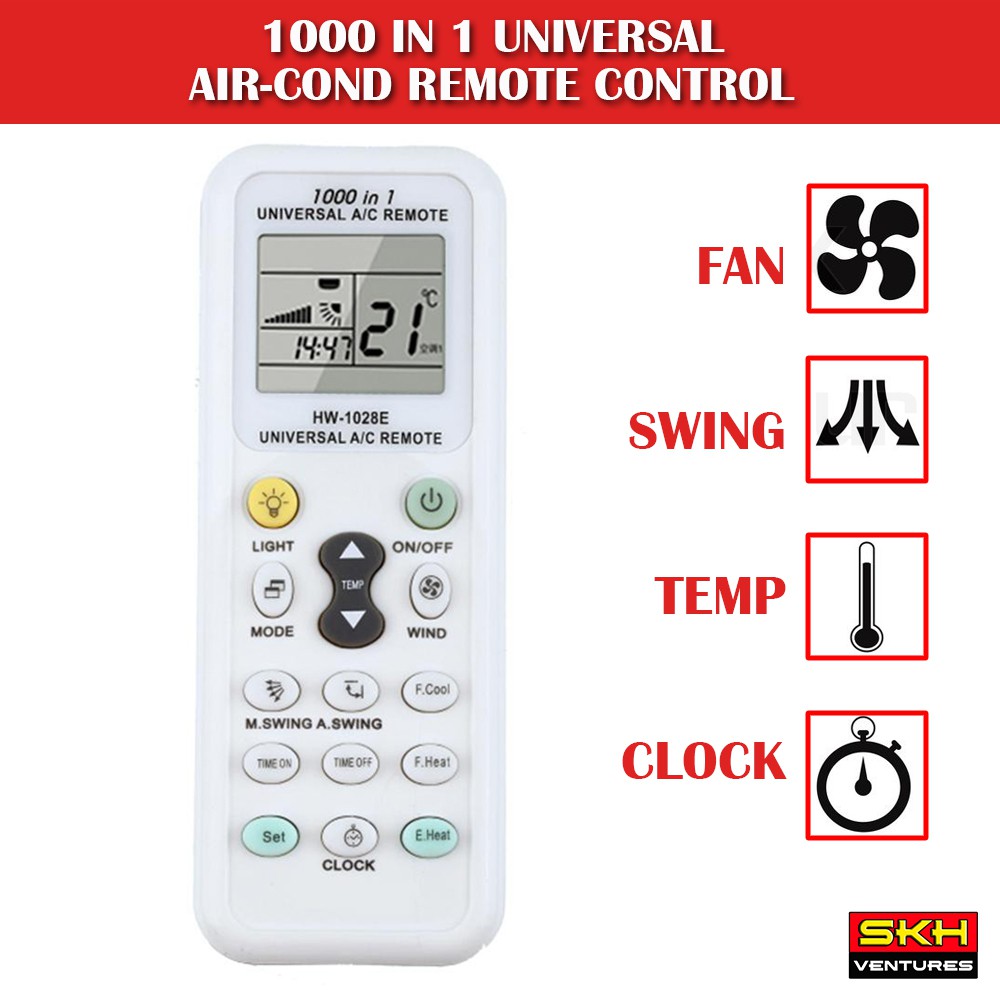 Universal Aircond Remote Control (K1028E) 1000 In 1 (Support All
