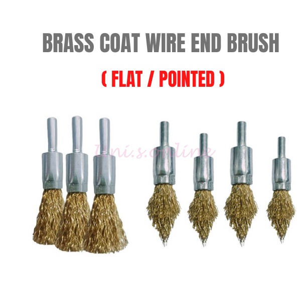 BRASS COATED WIRE FLAT POINTED END BRUSH PAINT REMOVAL SANDING GRINDING CLEANING ATTACHMENT