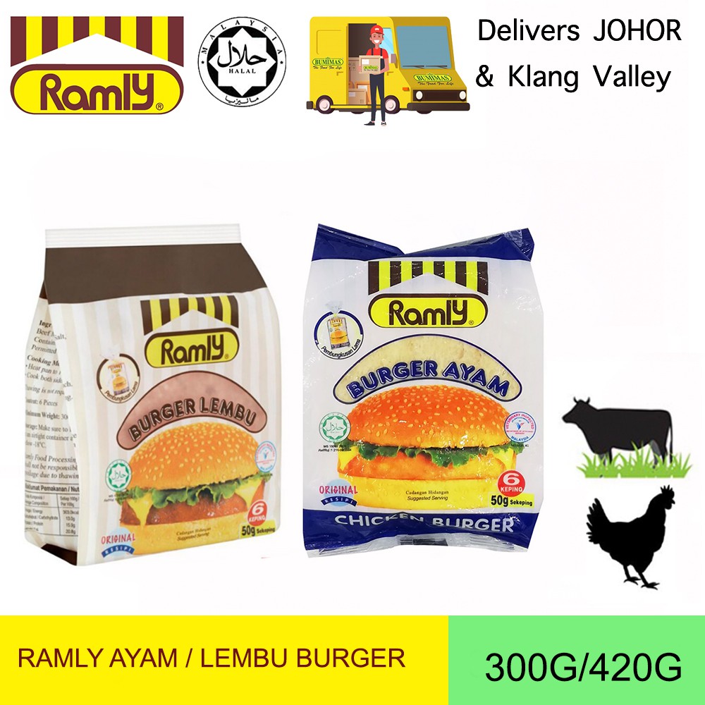 Ramly Burger Ayam & Lembur/300G(6x50g)/420G(6x70) | Shopee ...