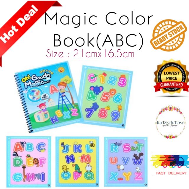 Alphabet Magic Water Color Book Magic Book Buku Mewarna  