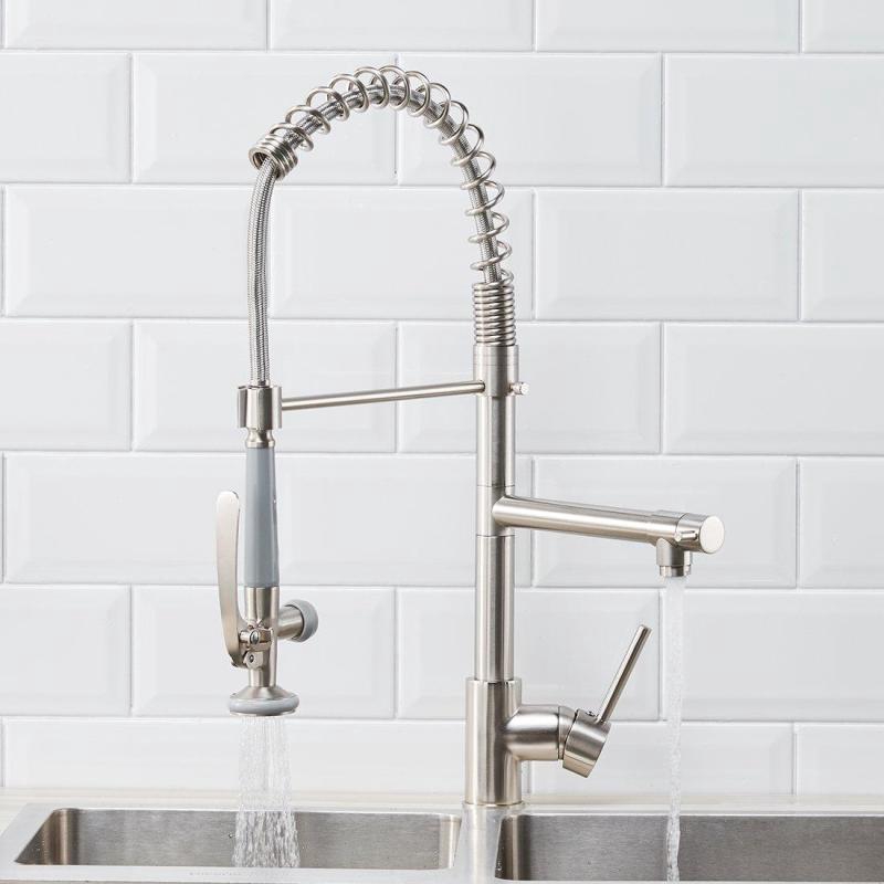 Commercial Pull Down Kitchen Sink Faucet with Sprayer ...