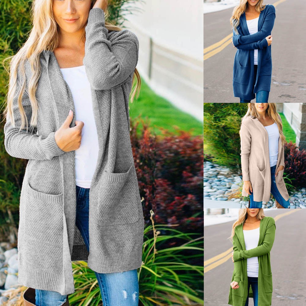 knitted casual hoodies cardigan coat