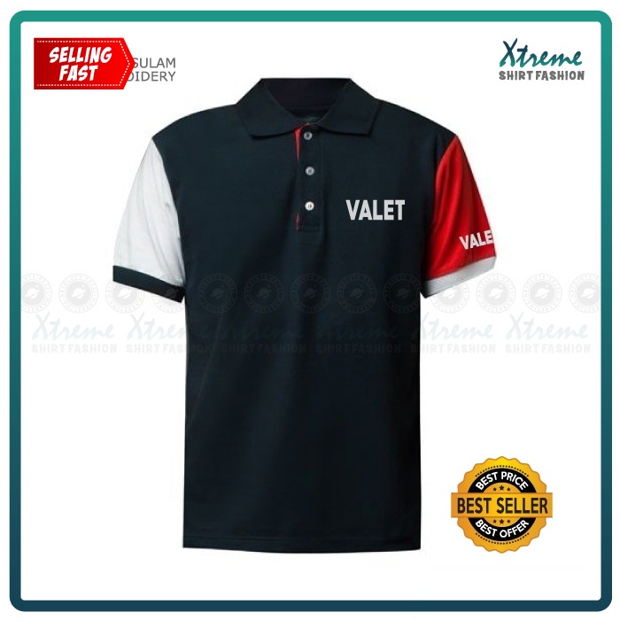 G Polo T Shirt Sulam Valet Parking Hotel Apartment Service Work Baju Tee Lelaki Office Service Uniform Embroidery Jahit