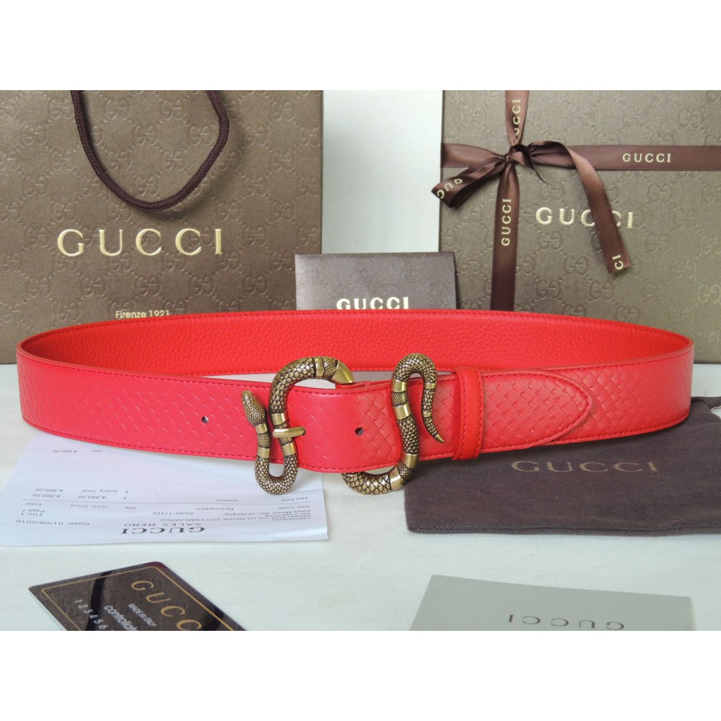 gucci men's snake buckle belt