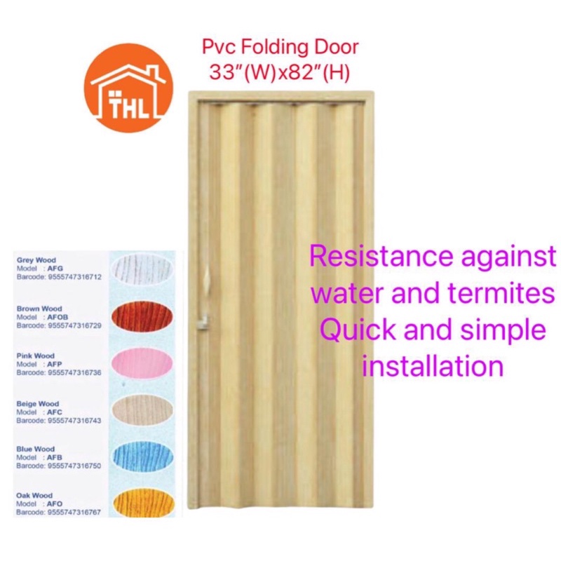 PVC Folding Door & Room Divider / Pintu Tandas Lipat (31" x 82