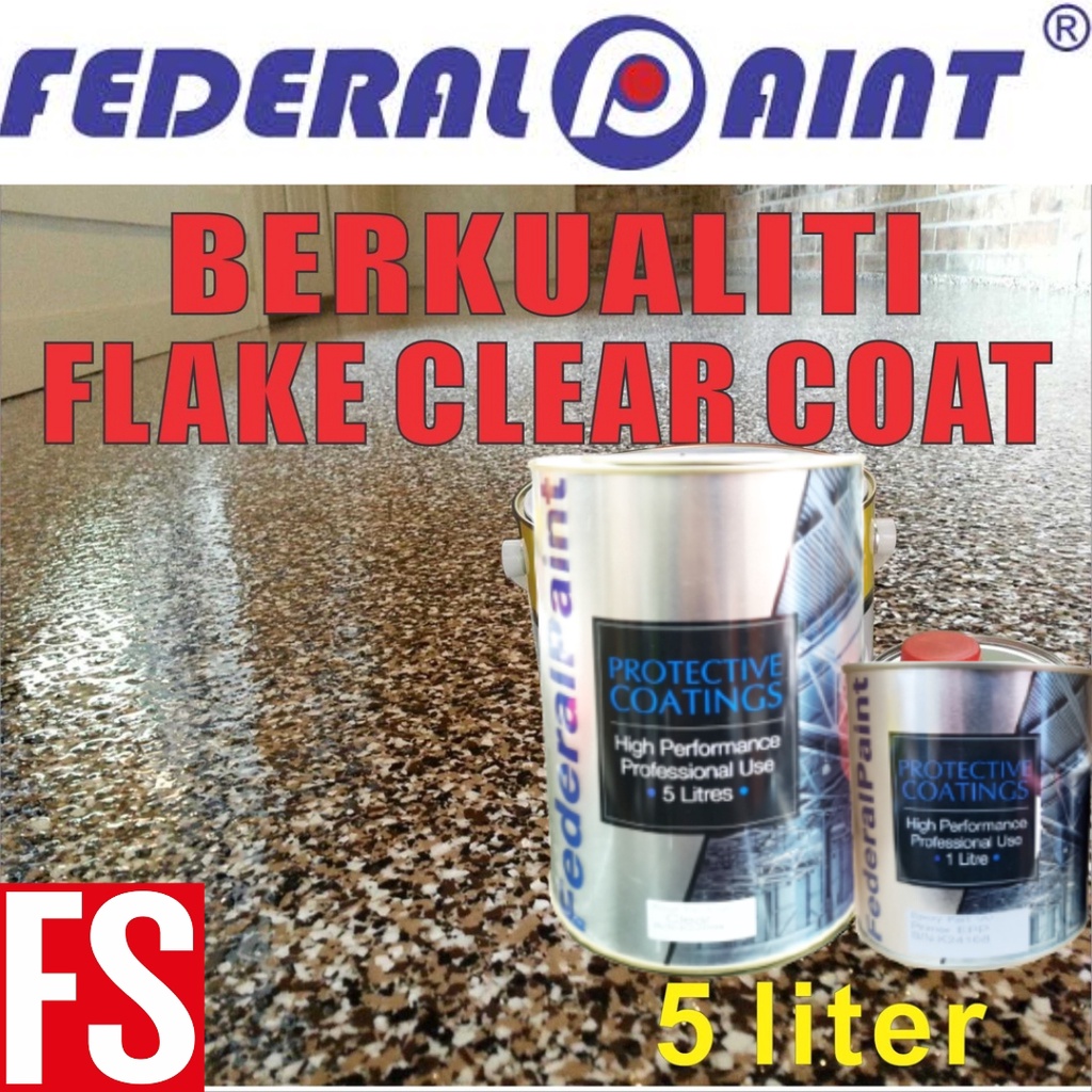 5L WP FLAKE CLEAR COAT / EPOXY TOP COAT CLEAR FOR FLAKE COLOURS FLOOR