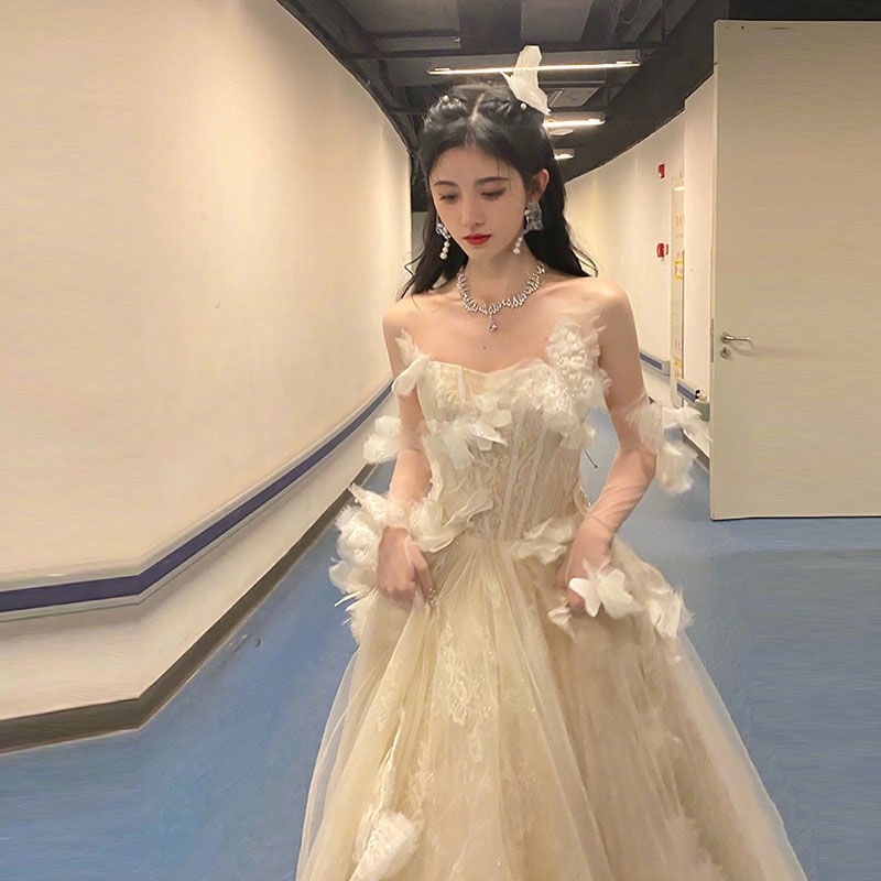 Qazevening Dress衣服 Clothes Suit 21 Fairy Spring And Summer Season Female Elegant Dress Temperament Long Section Dignified Noble Annual Party Birthday Party Shopee Malaysia