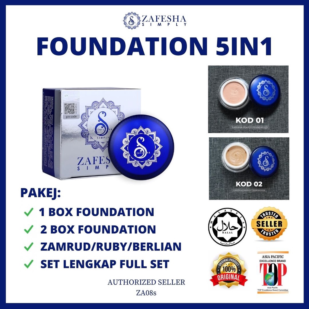 [ZA08sREADY STOCK & FREEGIFT BERGANDA🎁] ZAFESHA FOUNDATION 5 IN 1KRIM
