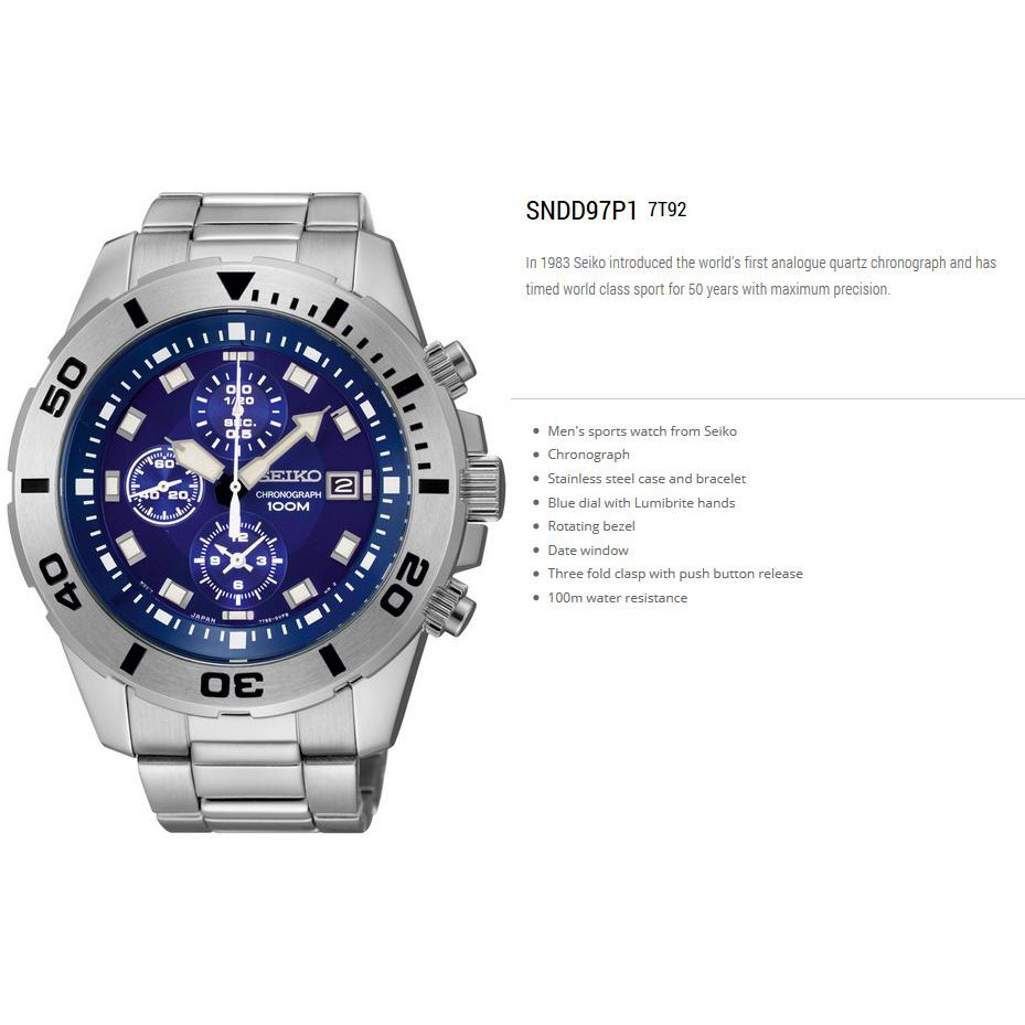 seiko chronograph 100m blue dial