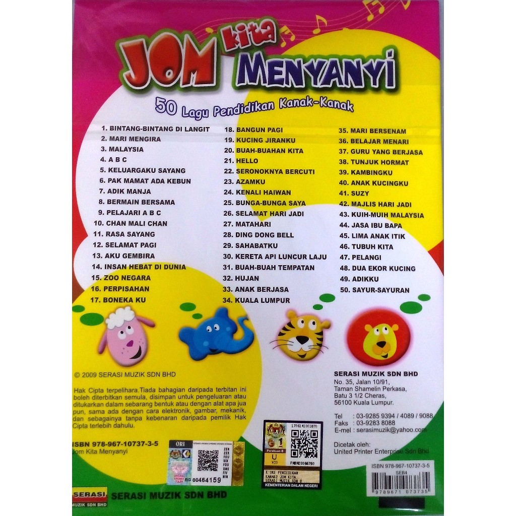 Jom Kita Menyanyi 50 Lagu Pendidikan Kanak Kanak Dvd Buku Shopee Malaysia