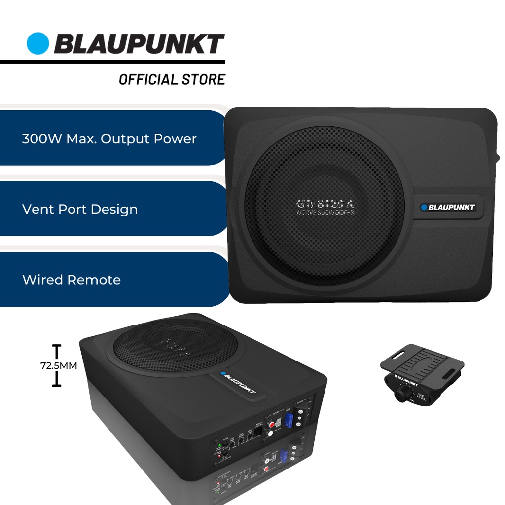 Blaupunkt Active Subwoofer GTr 8120 A Class AB Amplifier Technology Max