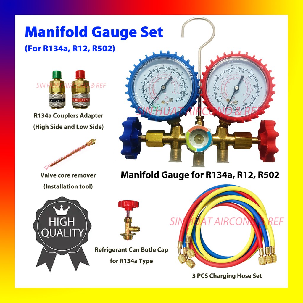 Manifold R134 Double Gauge Quick Coupler R134a Gas Meter Air Cond Aircon Air Conditioner Aircond Kereta Car Shopee Malaysia