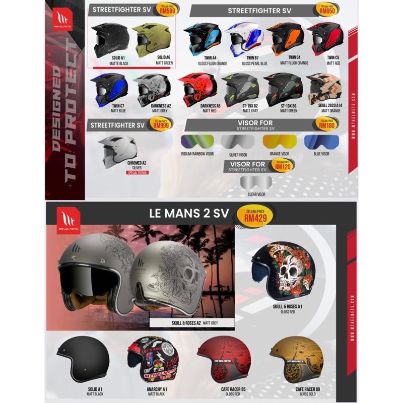 Ready Stock Mt Helmet Street Fighter Sv Twin Chrome 100 Original Shopee Malaysia