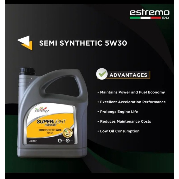 ESTREMO SUPERLIGHT LUBRICANT SEMI SYNTHETIC 5W30 API SN ENGINE OIL 4L