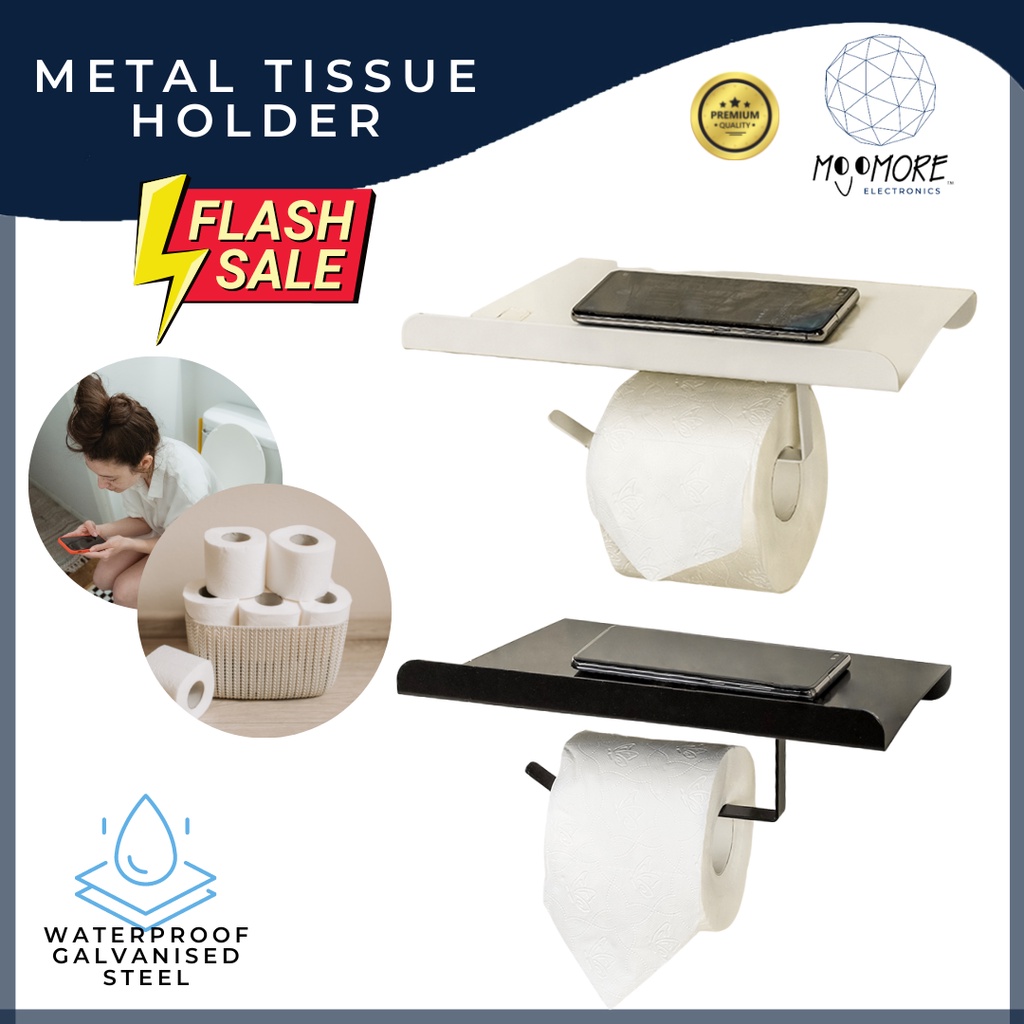 MOJOMORE Solid Metal Toilet Paper Holder, Toilet Roll Holder Bathroom Tissue Holder Permegang Tisu Besi