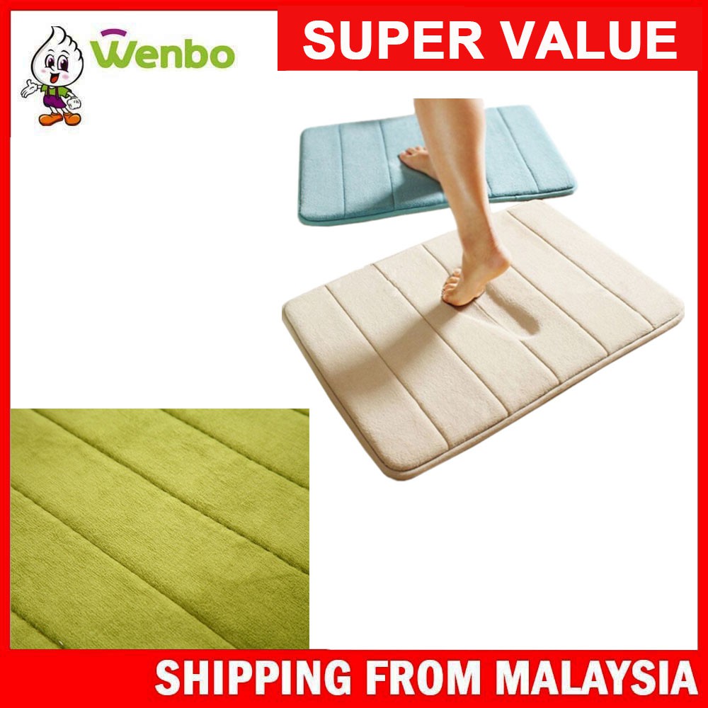 Wenbo Bath Mat Kitchen Carpet 40*60cm | Water Absorption Rug Shaggy Memory Foam Bathroom Mat Kitchen Floor Mat Alas Kaki