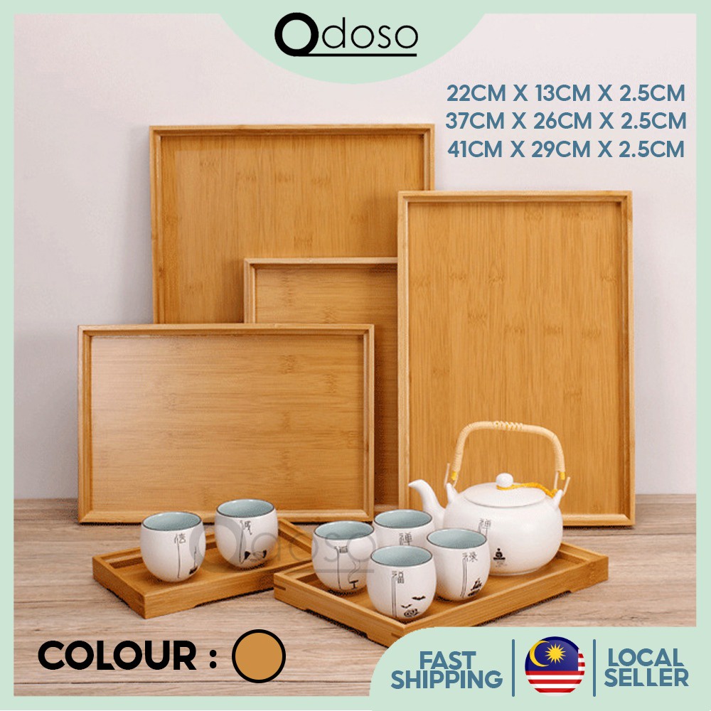 ODOSO KD10 Tray Rectangular Bamboo Handmade Serving Tray Home