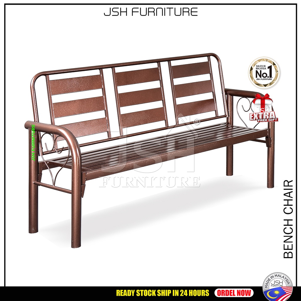 JSH BC3X Bench Chair/ Metal Bench Chair/ Outdoor Bench/ Garden Bench/ Benches/ Kerusi Besi