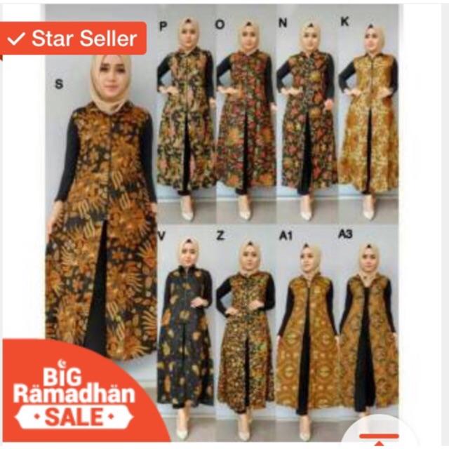 LONG CARDI MAXI BATIK  SOGAN OUTER CARDIGAN  Batik  