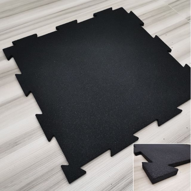 10mm Rubber Gym Floor Mat Gymlock Sq Fine Black 50cm X 50cm