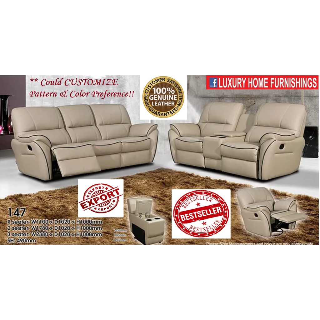 Ottawa 147,1R+ 2 SEATER+3 SEATER High Back Italian THICK Cow LEATHER, H/L, SOFA Set, EXPORT Series, Available Separately