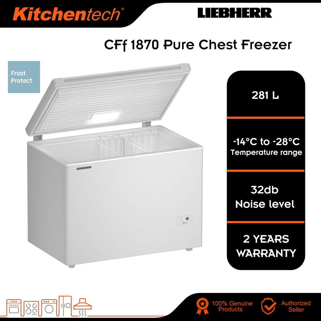 Liebherr CFF 1870 Pure Chest Freezer with StopFrost & Automatic SuperFrost 281L CFF1870