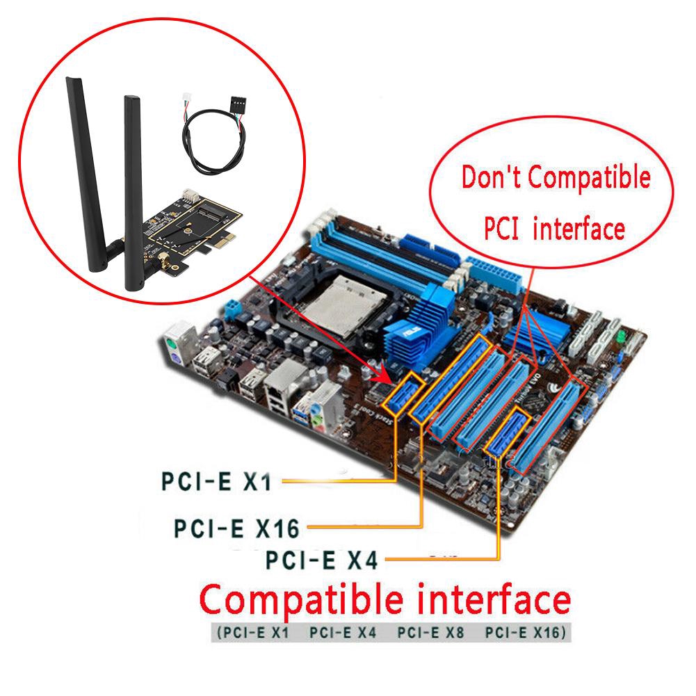 M 2 Ngff To Pci E 1x Desktop Wlan Adapter Wireless Wifi Card For 65 7265 Shopee Malaysia