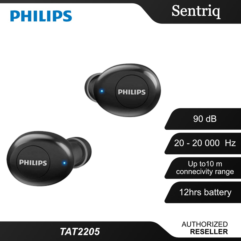 Philips TAT2205 In Ear True Wireless Headphones - Black Color | Shopee ...