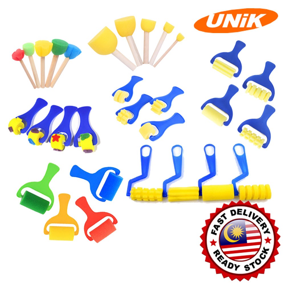 Kids Painting Brush Roller Tools Roller Stamp Round Foam Rotating Sponge Span Teknik Capan Cetakan 海绵刷印 Shopee Malaysia