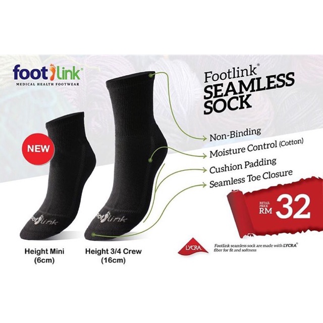 Footlink Seamless Sock (Diabetic / Meternity) | Shopee Malaysia