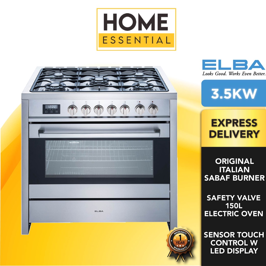 Elba 5 Burner 115L | 56L Italy Electric Oven Professional Range Cooker Safety Valve EPRC-H9880ST(SS) | EPRC-A6456GE(SS)