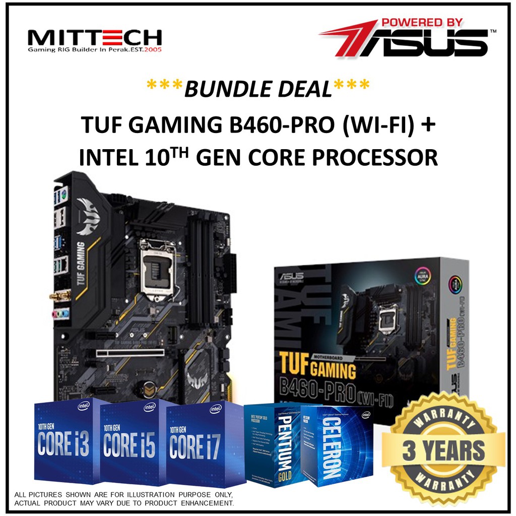 Asus TUF Gaming B460-PRO WIFI Motherboard + Intel 10th Gen Core LGA1200 ...