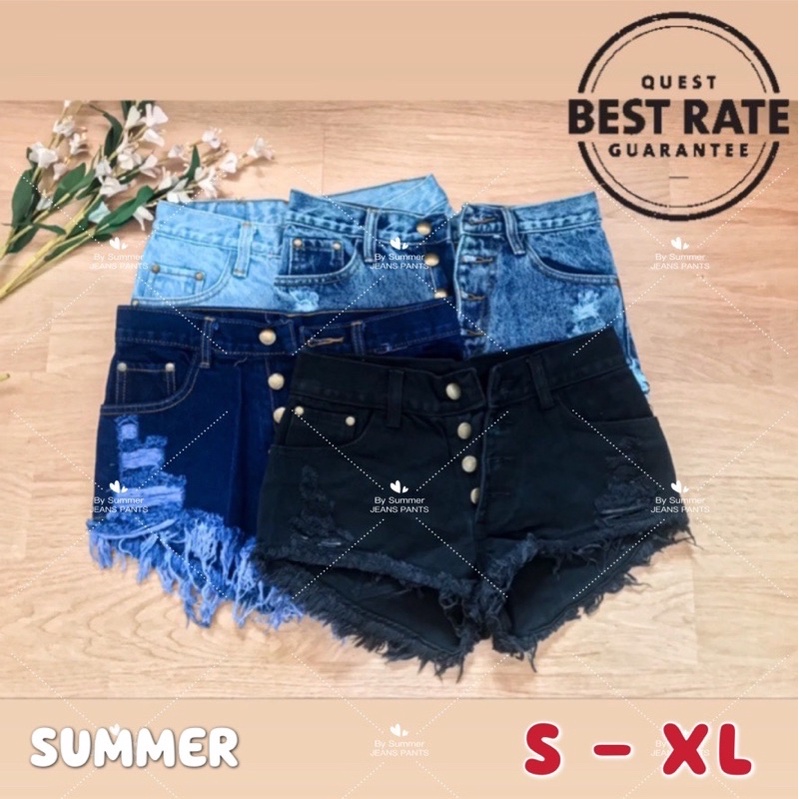 Mid waist short pants women jeans korean style seluar pendek perempuan jeans celana pendek wanita ootd 高腰短裤女牛仔裤