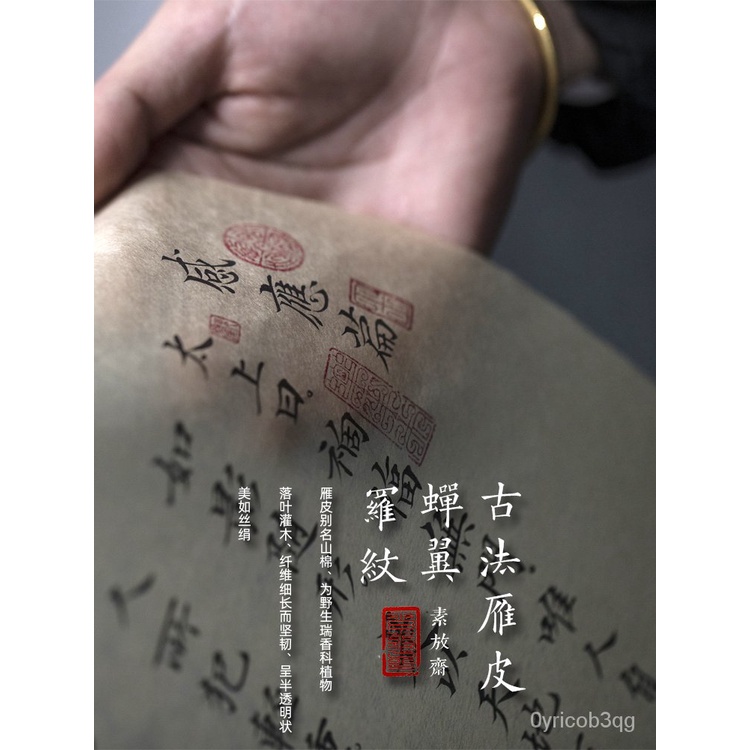 Calligraphy 素放斋纯雁皮纸古法雁皮扎花蝉翼罗纹超薄纯手工宣纸半生熟七分熟小楷书法作品写经抄经信笺手札半透明临摹纸