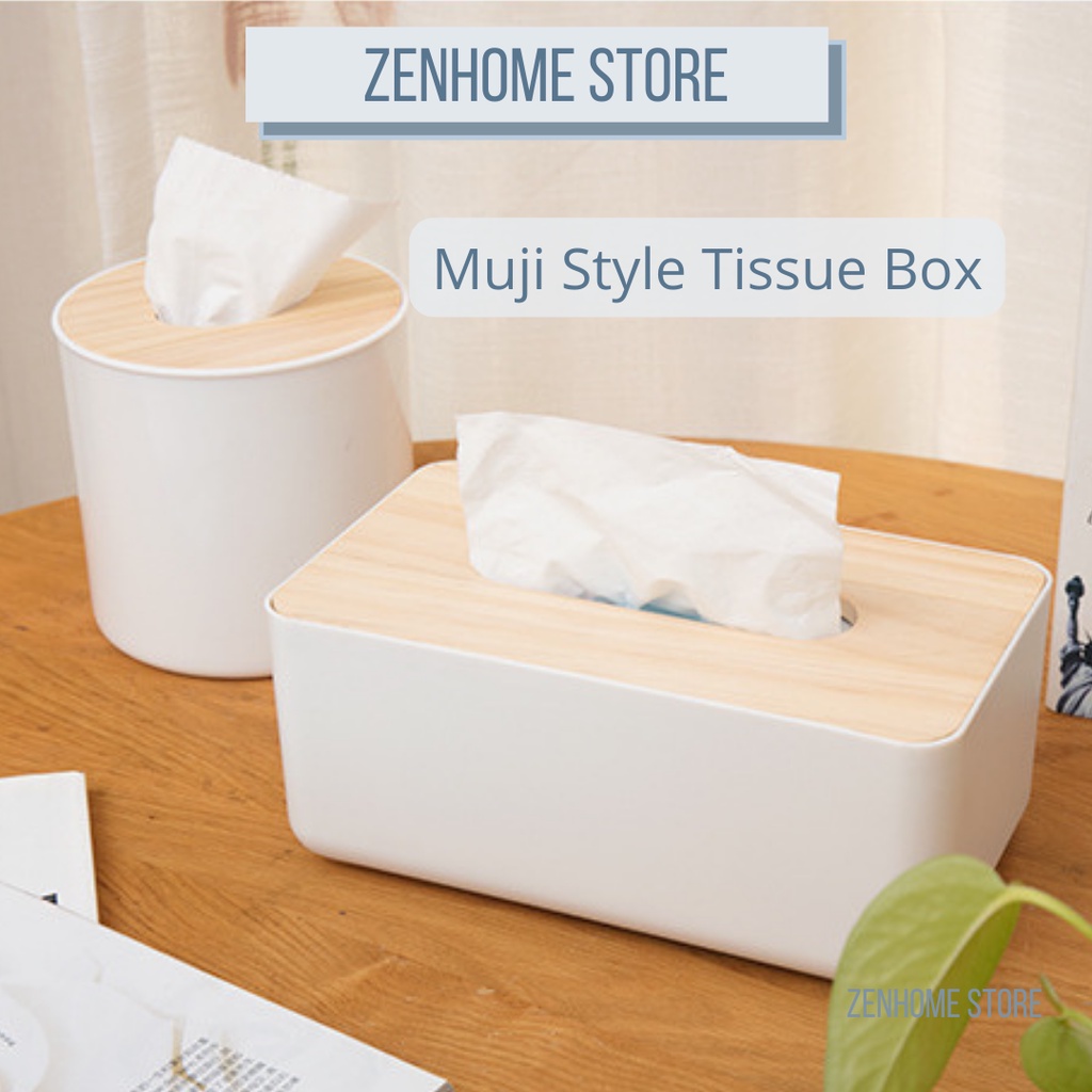 Muji Style Tissue Box Tissue Holder Bamboo Wooden Cover Car Kitchen