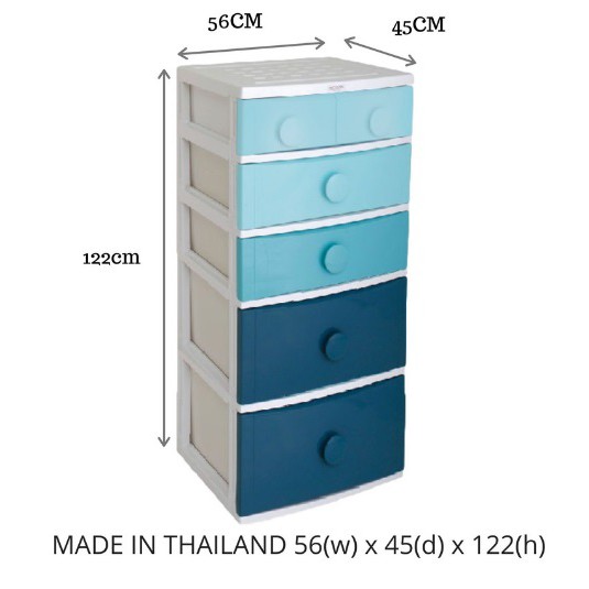 5 Tier Big Plastic Drawer Cabinet Clothes Storage High Quality Pp