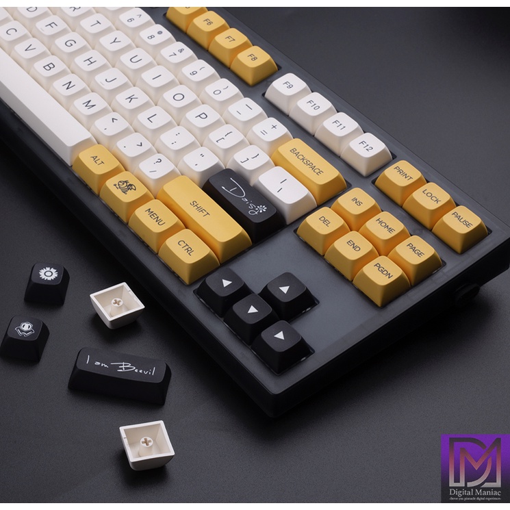 free-shipping-pbt-devil-honey-milk-keycap-145pcs-yellow-xda-oem-keycaps-fit-all-layout