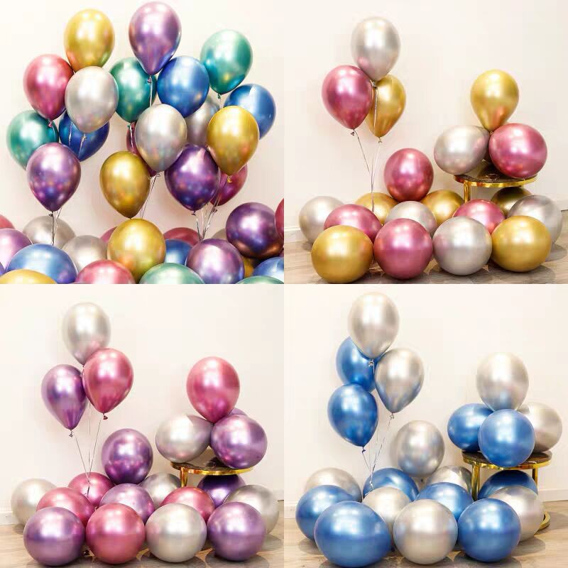 5pcs 12 Inch Metalic Color Shining Chrome Latex Balloon Party Stage ...