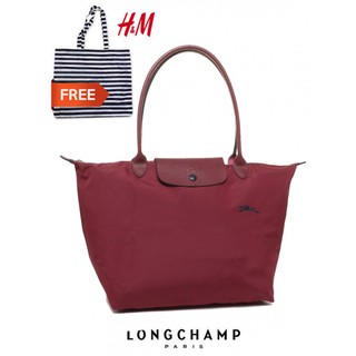 L097 Longchamp Le Pliage Club Large Tote L1899619 Dark Red Free Gift
