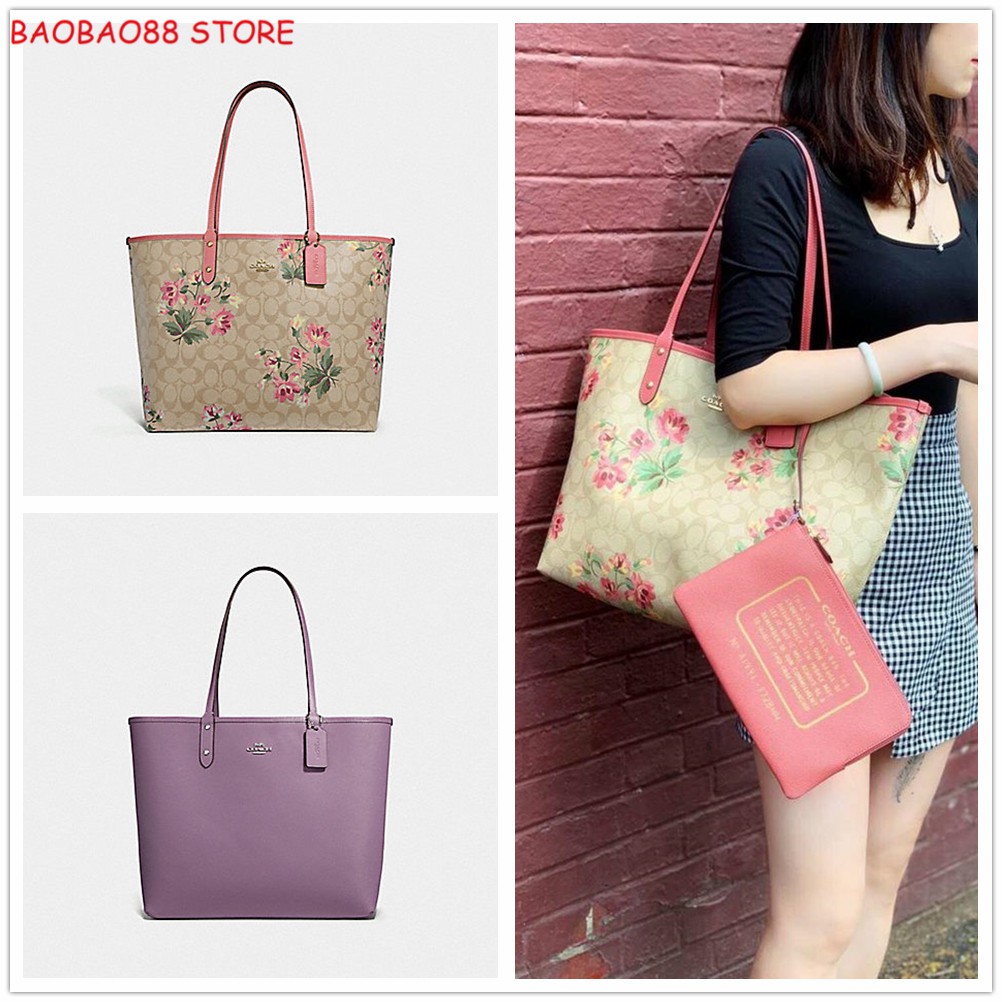reversible city tote in signature canvas
