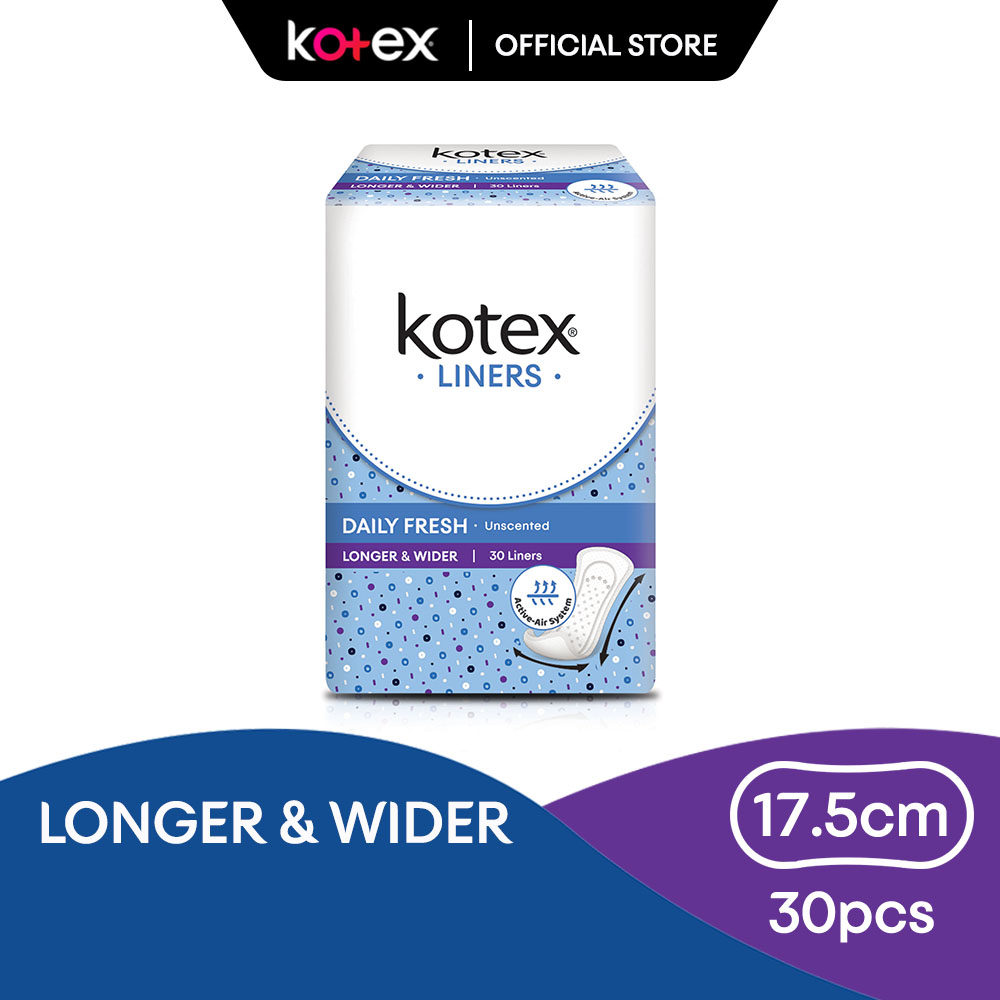Kotex Liners Longer & Wider Unscented (30 pcs) Shopee Malaysia