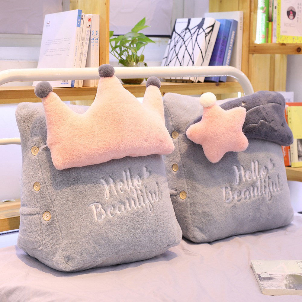 Pink And Grey Stuffed Triangle Lumbar Soft Comfortable Waist