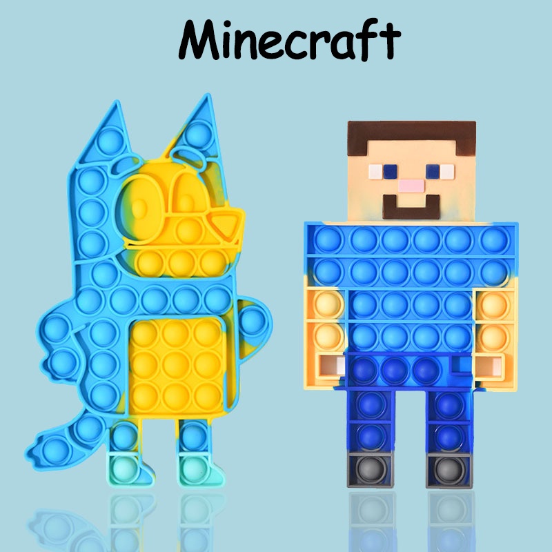 Pop it Fidget Toys Minecraft Steve Robot Dog Antistress Squeeze Bubble Popit Toy for Childrens