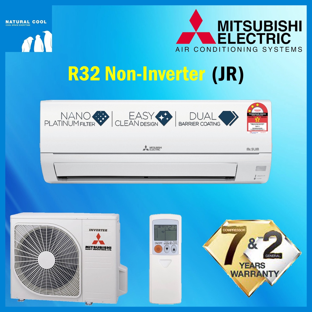 Aircond Mitsubishi Non Inverter (JR) 1hp/ 1.5hp/ 2hp | Shopee Malaysia