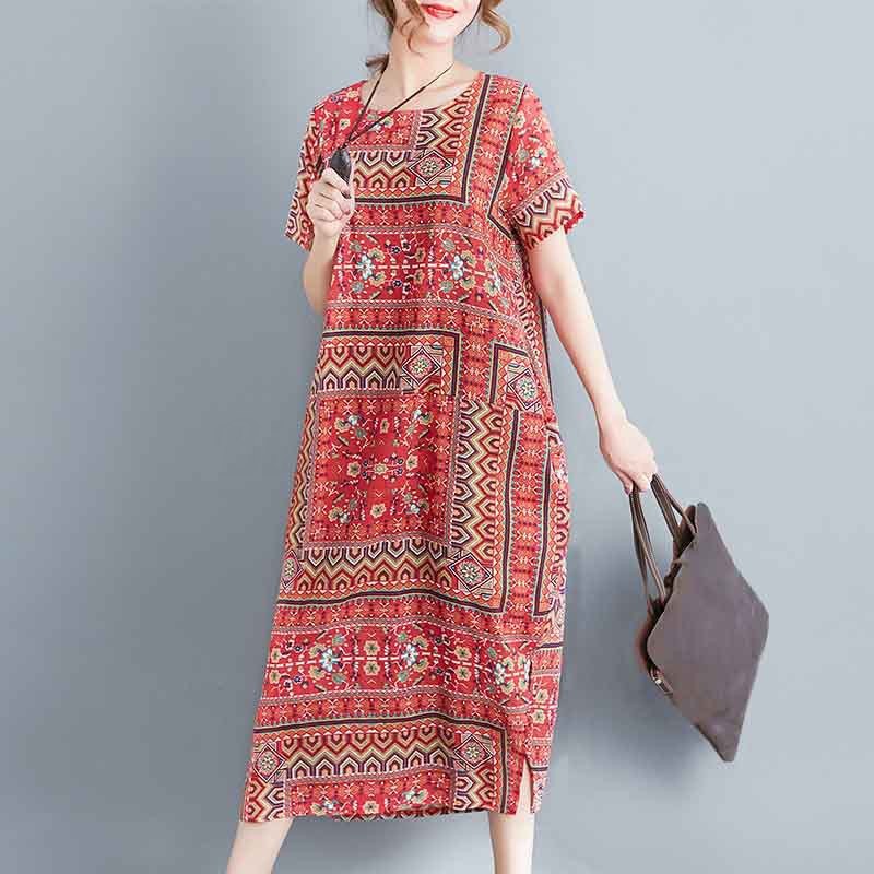 ZANZEA Women Summer Boho Floral Split Slit Long Shirt Dress | Shopee ...