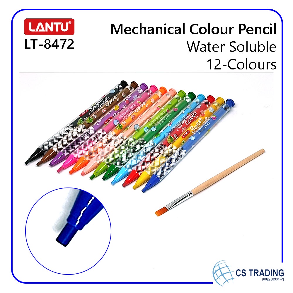 Lantu 12-Colour Water Soluble Colour Pencil / Color Pencil / Coloured Jumbo Pencil / Pensil Warna