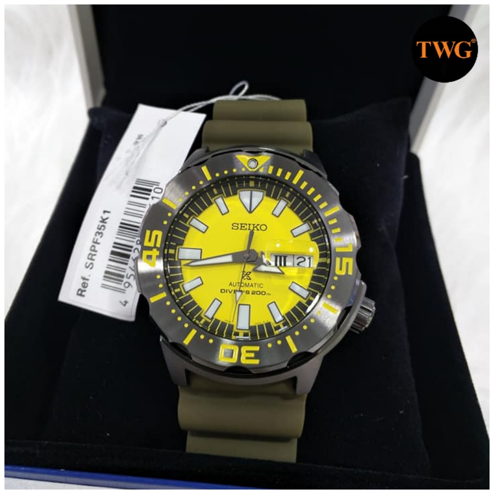 Seiko Prospex Yellow Monster Diver Special Edition Automatic Watch SRPF35K1  | Shopee Malaysia